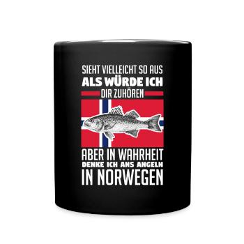 Angeln Angler Fischen Norwegen - Tasse einfarbig - Schwarz - Vorne