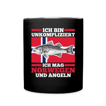 Angeln Angler Fischen Norwegen - Tasse einfarbig - Schwarz - Vorne
