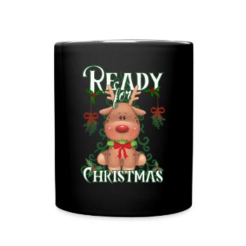 Noël - Prêt pour Noël - Renne doux - Mug uni - noir - Devant
