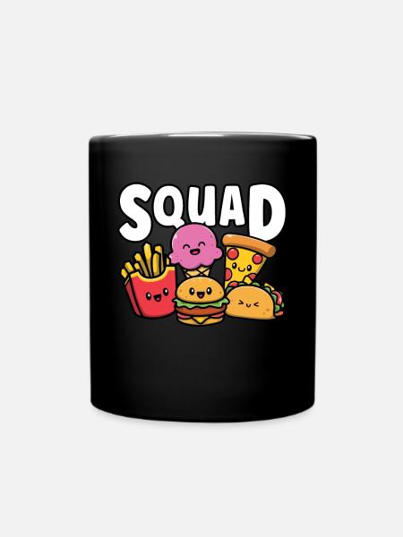 Junk Food Squad Cute Funny Fast Food Lover Foodie - Full Colour Mug - black