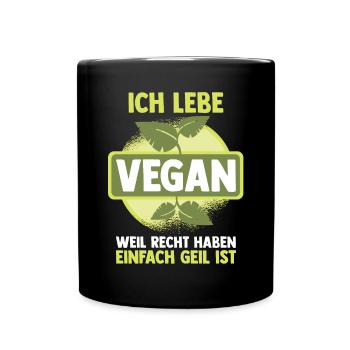 Fleischlos Vegan Pflanzlich Veganer - Tasse einfarbig - Schwarz - Vorne