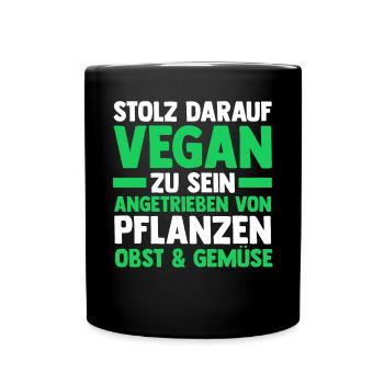 Fleischlos Vegan Pflanzlich Veganer - Tasse einfarbig - Schwarz - Vorne