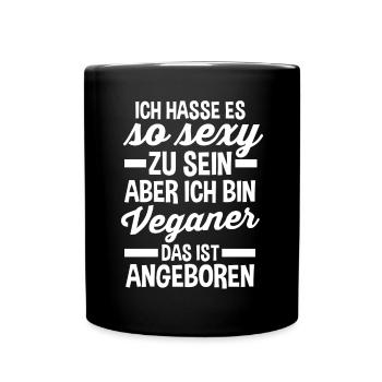 Fleischlos Vegan Pflanzlich Veganer - Tasse einfarbig - Schwarz - Vorne