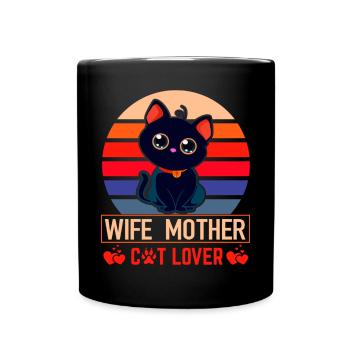 Cute Wife Mother Cat Love Black Cat - Mug uni - noir - Devant