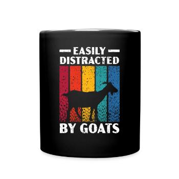Easily Distracted By Goats Ranch Farm Animal - Full Colour Mug - black - Front