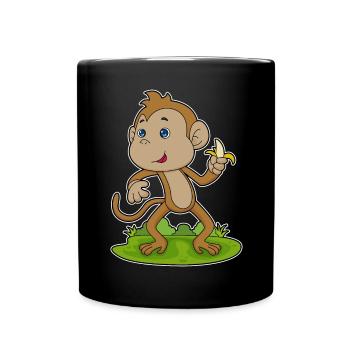 Affe Banane - Tasse einfarbig - Schwarz - Vorne