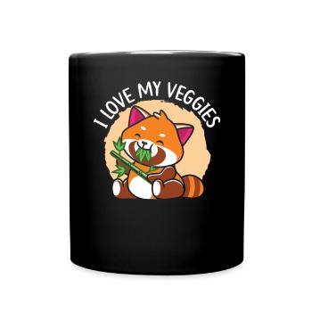 Ich liebe meine Gemüse Roter Panda Bär Flüsterer Tier - Tasse einfarbig - Schwarz - Vorne