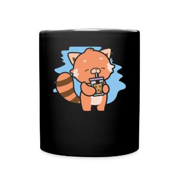 Roter Panda Bär Flüsterer Tier Tier Boba Tee - Tasse einfarbig - Schwarz - Vorne