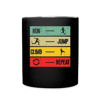 Parkour Run Jump Climb Repeat Freerunning Traceur - Full Colour Mug - black - Front