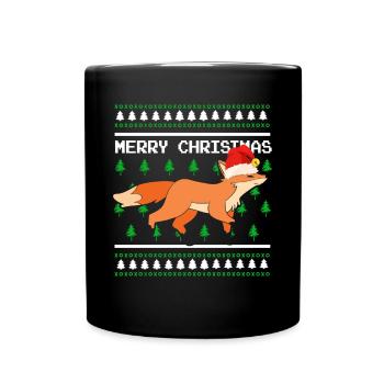 Ugly Christmas Sweater Tshirt Christmas Fox - Full Colour Mug - black - Front