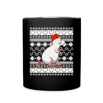Ugly Christmas Sweater Christmas Mouse - Full Colour Mug - black - Front