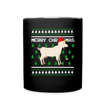 Moche pull de Noël Tshirt Chèvre de Noël - Mug uni - noir - Devant