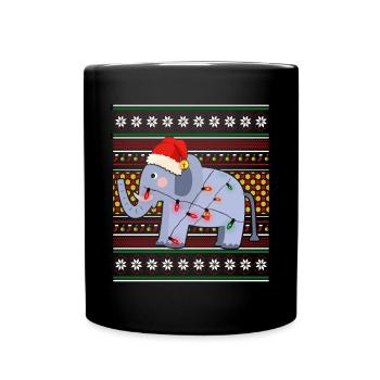 Moche pull de Noël Tshirt éléphant de Noël - Mug uni - noir - Devant
