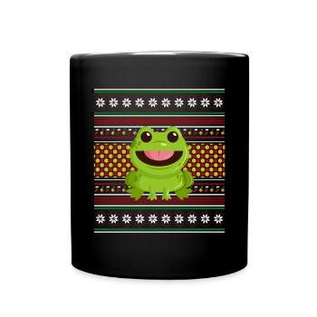 Ugly Christmas Sweater Tshirt Weihnachten Frosch - Tasse einfarbig - Schwarz - Vorne