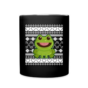 Ugly Christmas Sweater Tshirt Weihnachten Frosch - Tasse einfarbig - Schwarz - Vorne