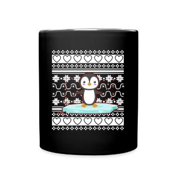 Ugly Christmas Sweater Tshirt Weihnachten Pinguin - Tasse einfarbig - Schwarz - Vorne