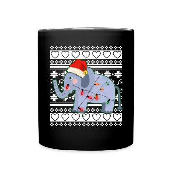 Pull de Noël moche éléphant de Noël - Mug uni - noir - Devant