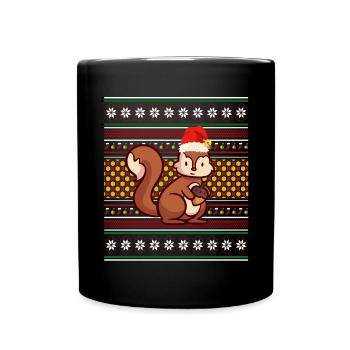 Pull de Noël moche Écureuil de Noël - Mug uni - noir - Devant