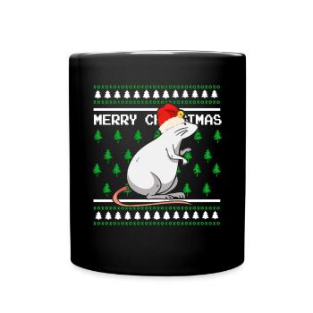 Ugly Christmas Sweater Tshirt Christmas Mouse - Full Colour Mug - black - Front
