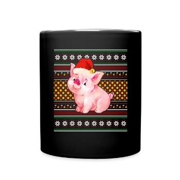 Ugly Christmas Sweater Tshirt Weihnachten Schwein - Tasse einfarbig - Schwarz - Vorne