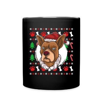 Pull de Noël moche Tshirt Chien de Noël - Mug uni - noir - Devant