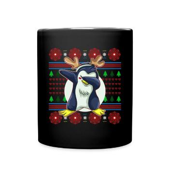 Ugly Christmas Sweater Tshirt Weihnachten Pinguin - Tasse einfarbig - Schwarz - Vorne