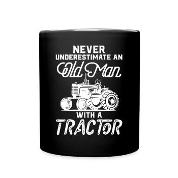 Mens Never Underestimate An Old Man With A Tractor - Full Colour Mug - black - Front