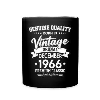 Né en décembre 1966 Millésime original - Mug uni - noir - Devant