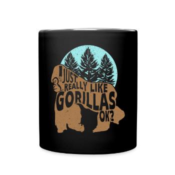 I Just Really Like Gorillas Ok Ape Monkey Lover - Full Colour Mug - black - Front
