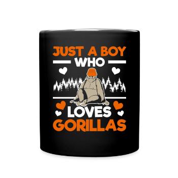 Just A Boy Who Loves Gorillas Ape Monkey Lover - Full Colour Mug - black - Front
