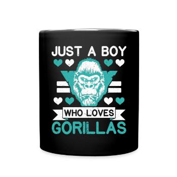 Just A Boy Who Loves Gorillas Ape Monkey Lover - Full Colour Mug - black - Front