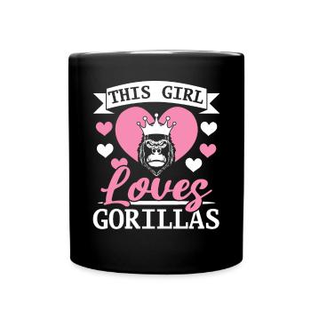 Cette fille aime les gorilles singes singes chuchoteurs - Mug uni - noir - Devant