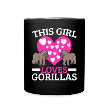 Cette fille aime les gorilles singes singes chuchoteurs - Mug uni - noir - Devant