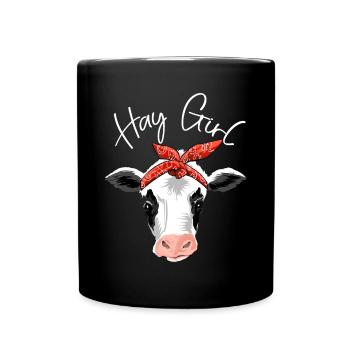 Hay Girl Farmer Funny Cattle Cow Farm Lovers Gift - Full Colour Mug - black - Front