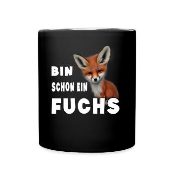 Bin schon ein Fuchs - Tasse einfarbig - Schwarz - Vorne