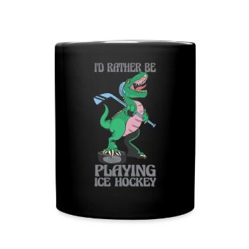 Ich Würde Lieber Ice Hockey Stick Dinosaurier - Tasse einfarbig - Schwarz - Vorne