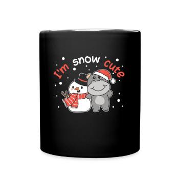 Hippo I'm snow cute snowman snow pun - Full Colour Mug - black - Front