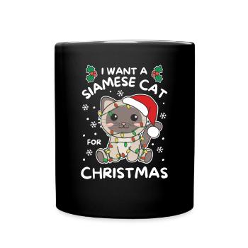 I want a Siamese cat for Christmas - Full Colour Mug - black - Front