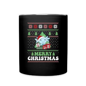 Joyeux Noël rétro moche Noël Axolotl - Mug uni - noir - Devant