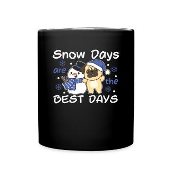 Pug Snow Days are the best days Snowman - Full Colour Mug - black - Front