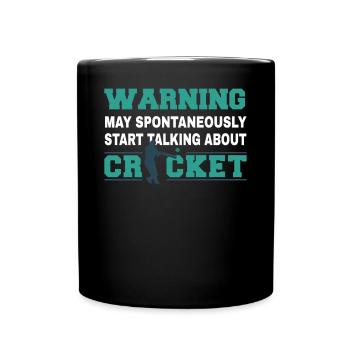 Warnung Kann Spontan Anfangen, Cricket Zu Reden - Tasse einfarbig - Schwarz - Vorne