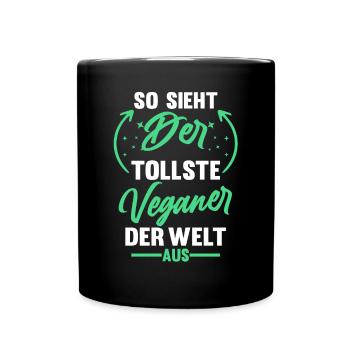 Fleischlos Vegan Pflanzlich Veganer - Tasse einfarbig - Schwarz - Vorne