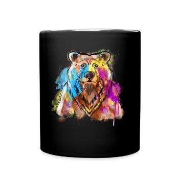 Art Academia Aesthetic Bear Watercolor - Full Colour Mug - black - Front