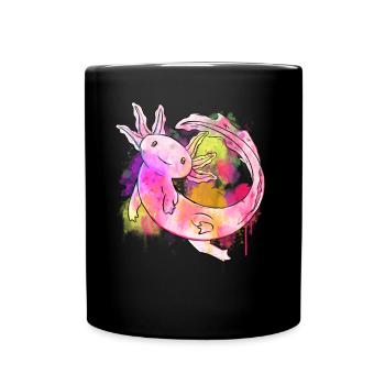 Art Academia Aesthetic Axolotl Watercolor - Full Colour Mug - black - Front