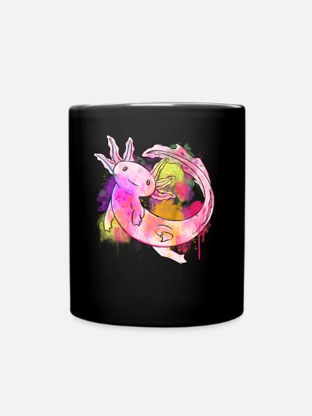 Art Academia Aesthetic Axolotl Watercolor - Full Colour Mug - black