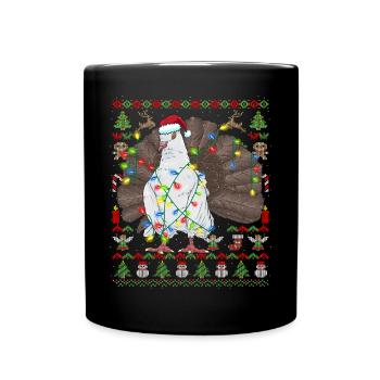 Ugly Christmas Indische Pfautauben Tauben - Tasse einfarbig - Schwarz - Vorne