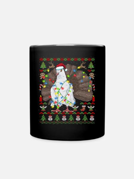 Ugly Christmas Indische Pfautauben Tauben - Tasse einfarbig - Schwarz