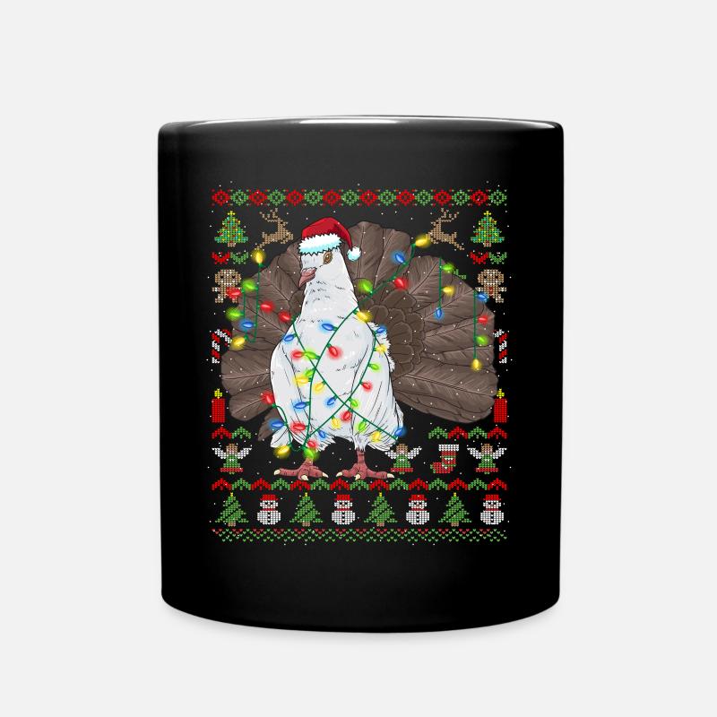 Ugly Christmas Indische Pfautauben Tauben - Tasse einfarbig - Schwarz