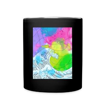 Art Academia Aesthetic Great Wave Off Kanagawa - Tasse einfarbig - Schwarz - Vorne