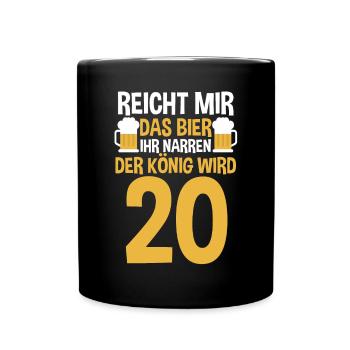 Bier Zwanzig Zwanzigster 20 Jahre Geburtstag - Tasse einfarbig - Schwarz - Vorne